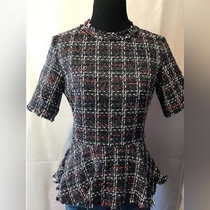 DO+BE Black and White Tweed Blouse